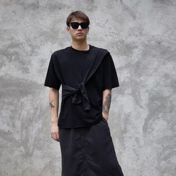 

men's t-shirts personalized short sleeve t-shirt original hairstyle designer fashion trend splicing with loose, White;black