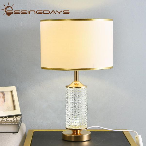 

table lamps clear crystal glass led for bedroom living room night desk lamp up and down shine 220v 110v e27