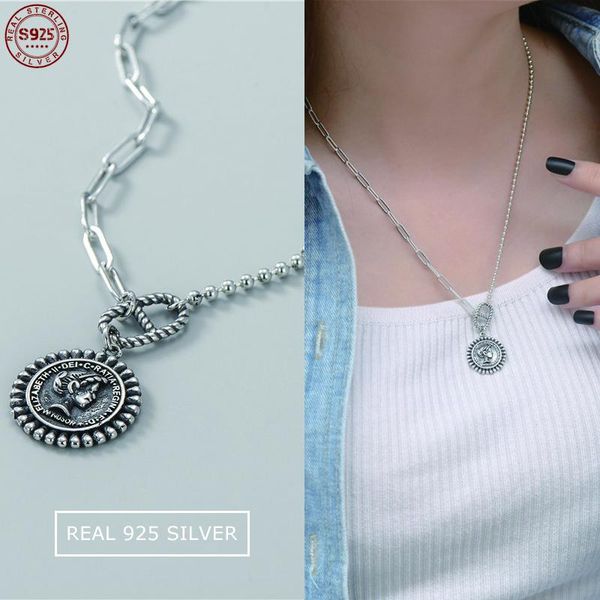 

chains women necklace real 925 sterling silver portrait pendants chain for classic jewelry accessories
