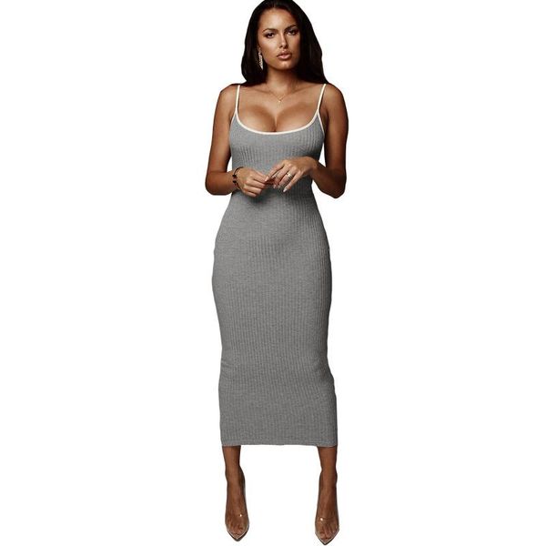 

casual dresses summer wrap dress women sheath bodycon bandage knitting midi long vestidos spaghetti straps retro sundress, Black;gray
