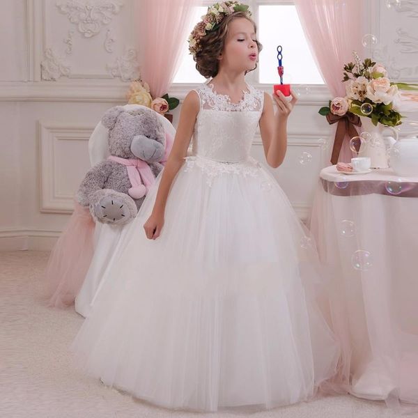 

elegant flower girl dresses for weddings lace tulle baby kids birthday party gowns cute first communion dress children girl's, Red;yellow