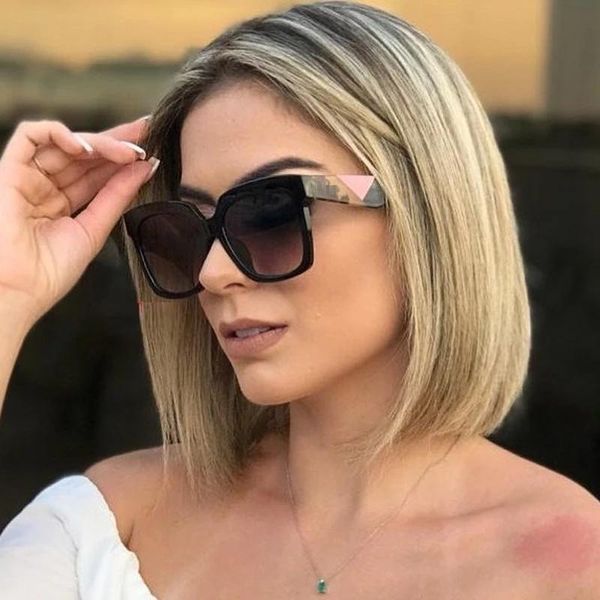 

sunglasses 2021 style trendy white oversized square women personlity fashion green uv400 retro ladies glasses gradient, White;black