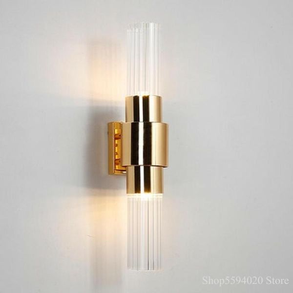 

post-modern iron glass lamps nordic living room lamp bedroom bedside stairway wall modern sconce light fixture