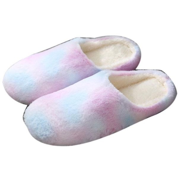Pantofole da casa invernali da donna Tie Dye antiscivolo Soft Warm House Camera da letto per interni Amanti Coppie Piano 2021