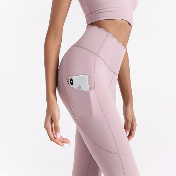 

tracksuits luxury wearlulu autumn and winter lace high waist nude yoga women's tight hip lifting running fitns pants tracels pocket, Gray