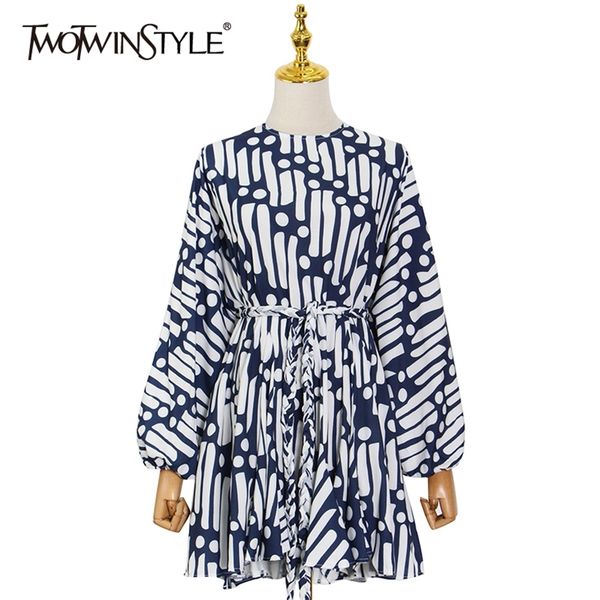 

blue casual dress for women o neck lantern long sleeve high waist pullover hit color dresses females clothing 210520, Black;gray
