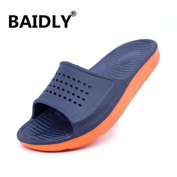 

slippers summer men casual water shoes non-slip slides bathroom sandals soft sole men's flip flops large size 36-50, Black