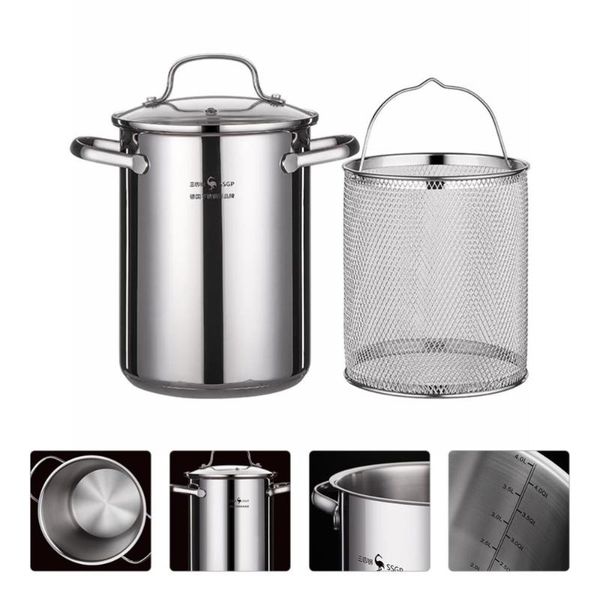 

pans 1 set of stainless steel fryer pot household frying with basket