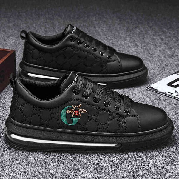 

dress shoes sports men's shoes basketball air cushion small 2022 winter korean fashion white casual student low top, Black
