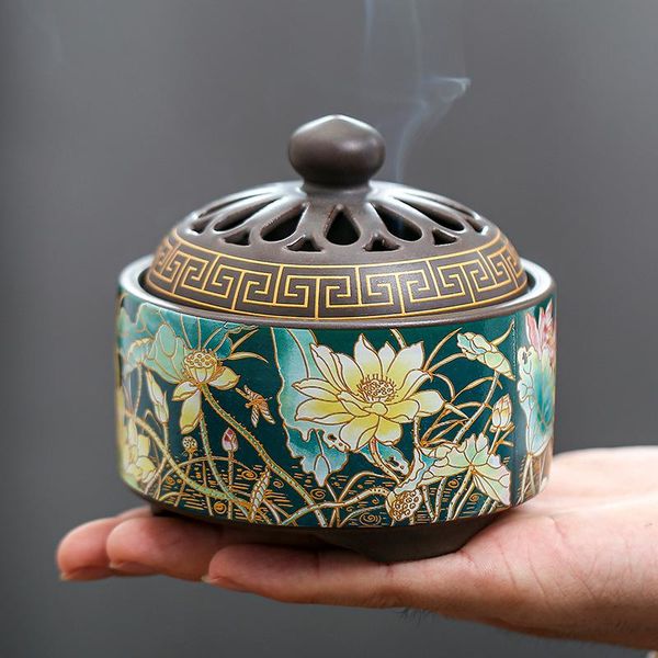 

chinese incense burner ceramic line plate sandalwood ornaments fragrance lamps
