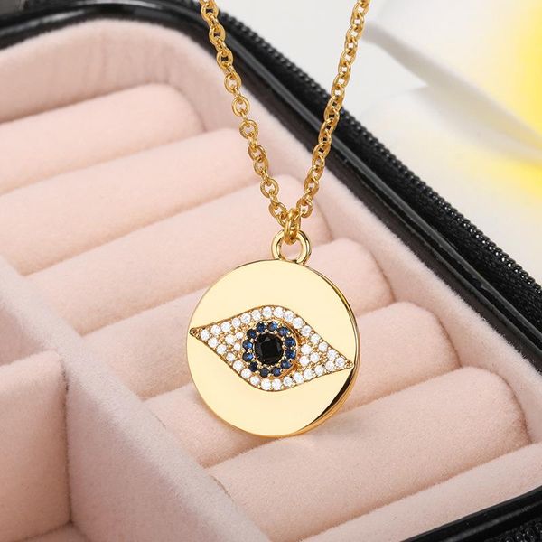 

pendant necklaces evil blue eye necklace for women boho gold long link chain choker collars punk vintage coin female gift, Silver