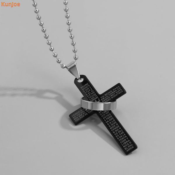 

chains kunjoe vintage gothic cross pendant necklace silver color cool street style for men women gift wholesale neck jewelry