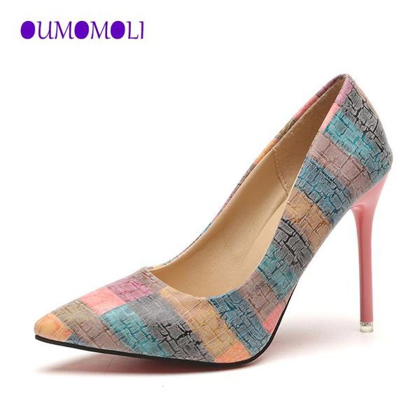 

dress shoes plus size 34-42 2021 spell color women pump high heels single female summer pu leather wedding party woman q106, Black