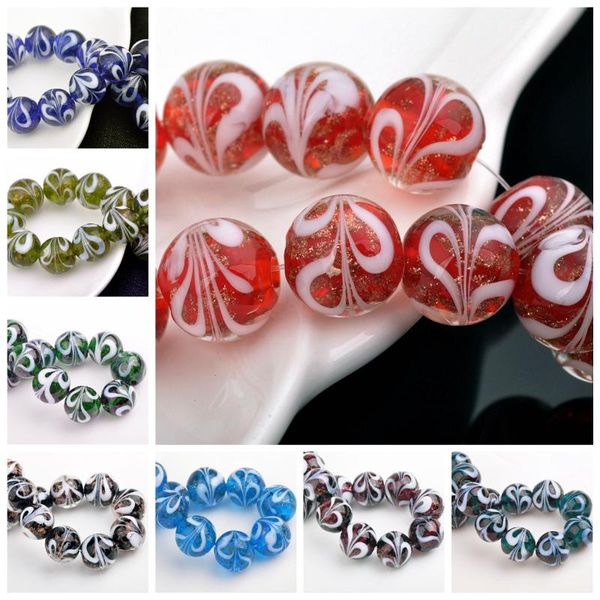

other 12mm round foil inside lampwork glass loose beads jewelry findings