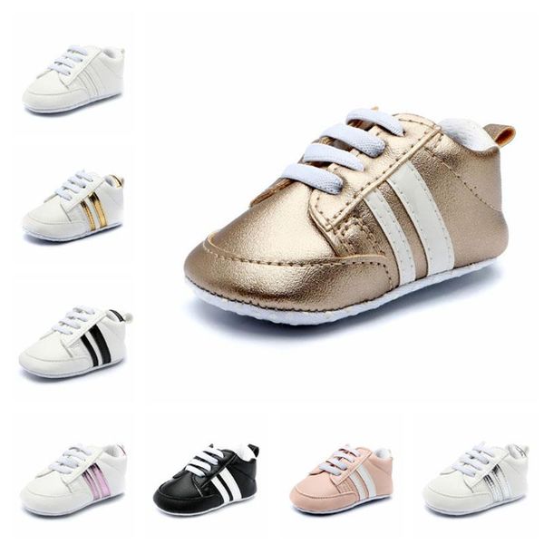 

first walkers baby shoes pu leather sports sneakers born boys girls stripe pattern infant toddler soft anti-slip