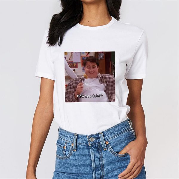 

friends harajuku series vogue fashion women oversize short sleeve funny cute fat guy graphic printed hipster t shirt, White