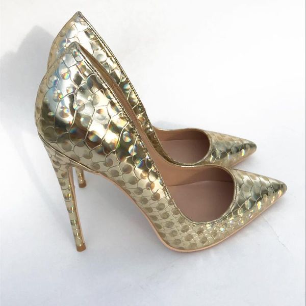 

europe and america, golden fantasy, laser circle, high heel shoes, thin pointed heels, shallow big shoes 43. dress, Black