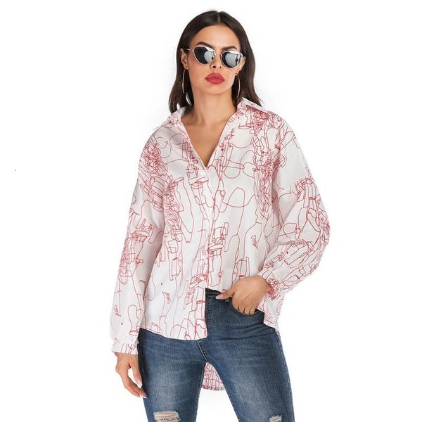 

2021 new women's polyester street clothing, european american fashion, loose button, long sleeve, traditional, autumn and winter, 8e3g, Black;white