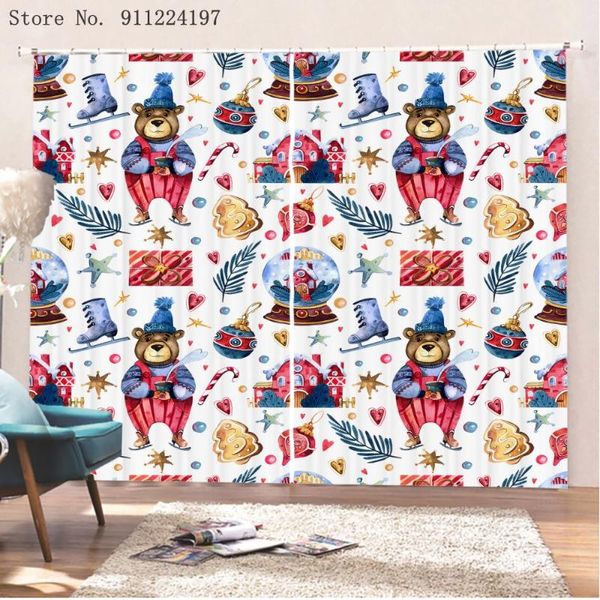 

cartoon bear window curtains 3d print home textile drapes for baby kids treatment 2 panels bedroom decor curtain