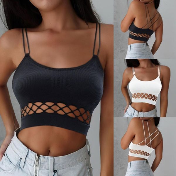 

summer fashion black crop women camis hollow out sleeveless clothing bustier plus size, White
