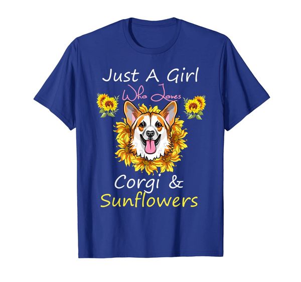 

just a girl who loves corgi and sunflower - corgi t shirt, White;black