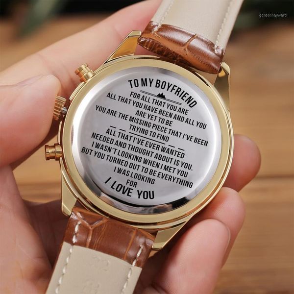 

wristwatches my boyfriend engraved watch mens birthday gift,boyfriend gift,watche, watche christmas presents., Slivery;brown