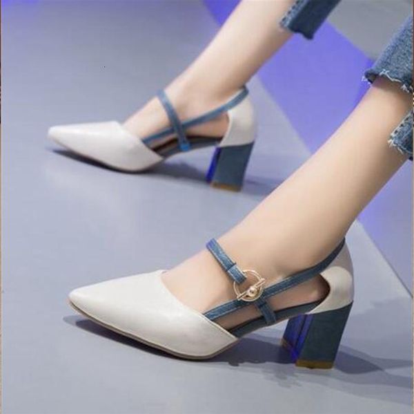 

sandals women fashion roma summer outdoor square heel high heel slipper ladies shoes slip-on of1v, Black