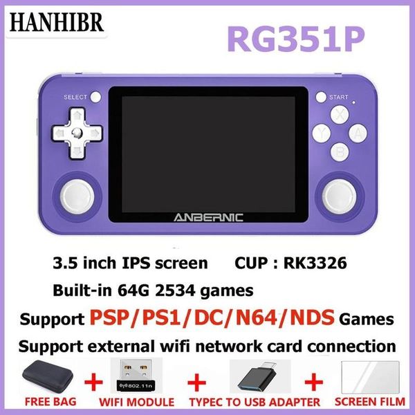 

portable game players rg351p anbernic retro console rk3326 linux system pc shell ps1 player pocket rg350 handheld