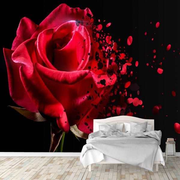 

wallpapers modern creative red rose art po murals wallpaper 3d abstract living room bedroom backdrop wall cloth papel de parede sala