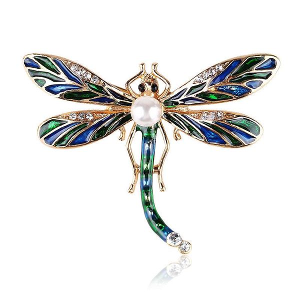 

pins, brooches dragonfly insect brooch pins cute dripping oil alloy enamel rhinestone pearl pin party jewelry clothing accessories, Gray