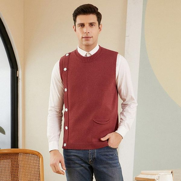 

men's vests 2021 fall/winter sweater vest solid color cashmere casual sleeveless pullover, Black;white