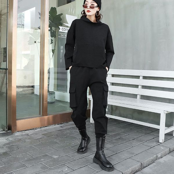 

capris manner temperament all high-waisted trouser matches cut pockets female pants 2021 winter, Black;white