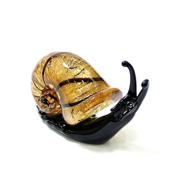 Silberfolie Muranoglas Schnecke Miniaturfiguren Ornamente Niedliche Tierkollektion Wohnkultur Statuette Geschenk für Kinder 211105