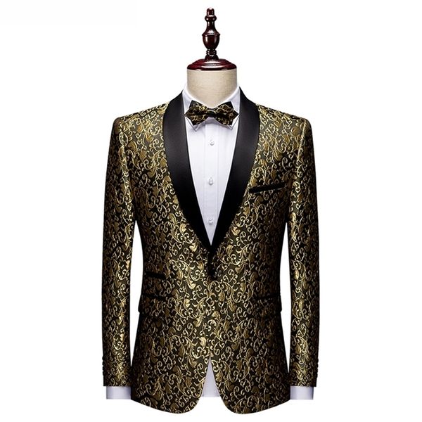 Erkekler Blazers Banquet Party Balo Balo Balo Slim Fit Düğün Smokin Suit Ceketler Şal Kapan Kostümü Gece Kulübü Şarkıcı Host Dansçı 220310