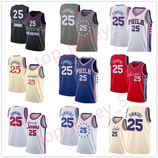 

2021-2022 stitched basketball jersey 25 ben simmons, Black;red