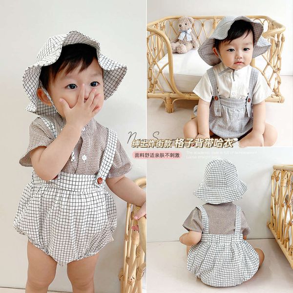 

hat for 0-3 years old baby sling check khaki summer fashion trend, White