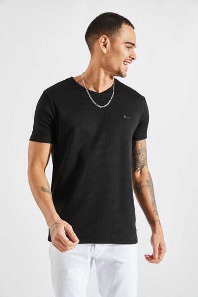 

men's t-shirts polyviscose v-neck black t-shirt half sleeve 2021 fashion male summer streetwear european size, White;black