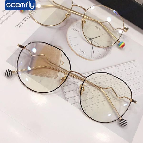 

fashion sunglasses frames seemfly polygonal vintage round spectacles glasses for women men anti-blue light clear lenses eyeglasses optical e, Black