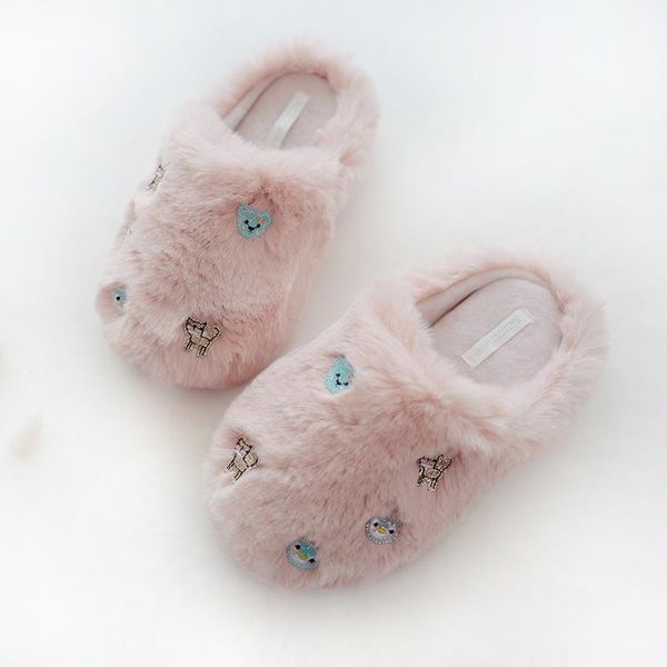 

velvet cute penguin warm home winter slippers thick rubber-soled cotton women shoes, Black