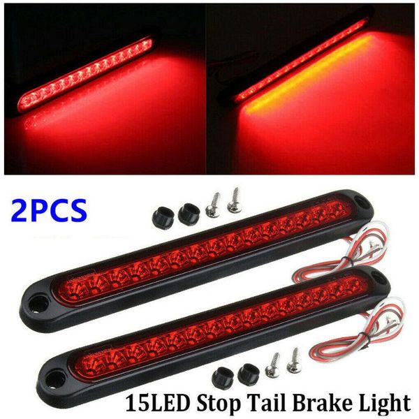 

emergency lights 2x 15 led tail light bar brake lorry parts rear red sealed trailer