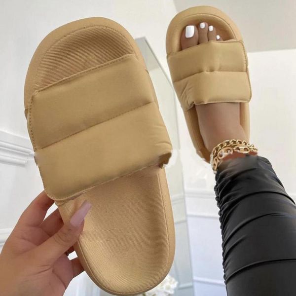 

factory wholesale spring flat bottom large size 35-43 ladies slippers solid color zapatillas mujer casa sapatos femininos, Black