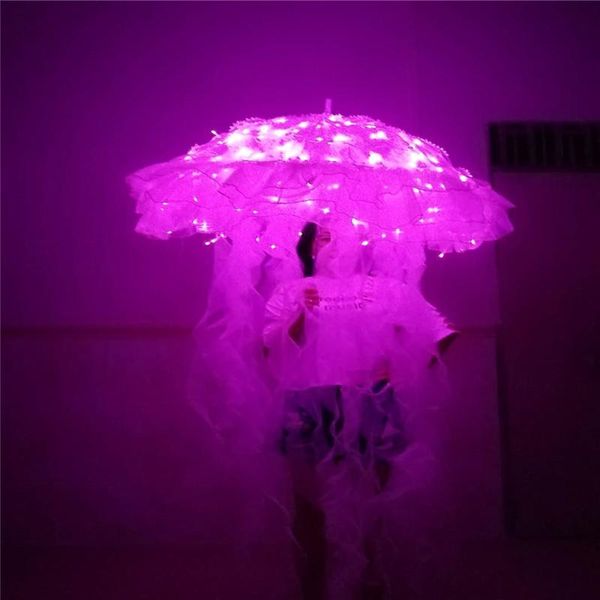 

party decoration bc22 ballroom dancer stage wears led costumes luminous dj singer dress jellyfish glowing umbrella bar model show cloth