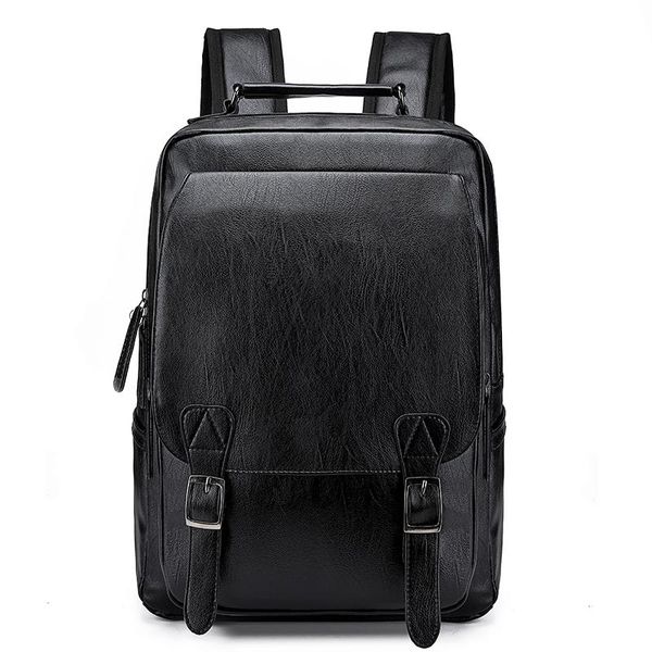 

backpack men's large capacity leather bag fashion waterproof travel pu computer