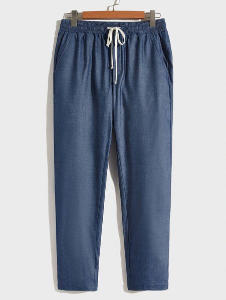 

men drawstring waist pants k2cr#, Black