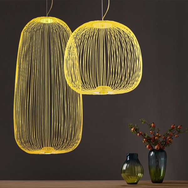 

pendant lamps foscarini spokes lamp modern bird cage led light kitchen hanging bulbs cord metal knob switch
