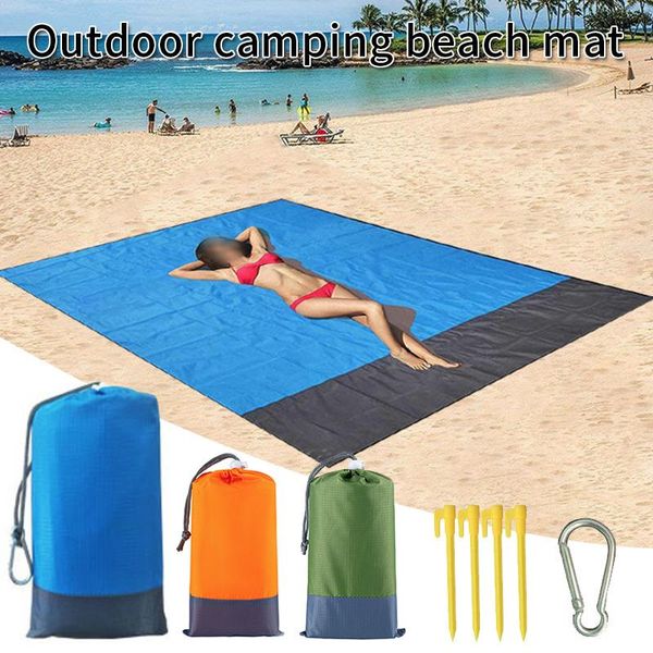

outdoor pads large beach anti-sand towels 200 cm mat anti sand-sand blanket oversized pocket picnic wind prevent proof#