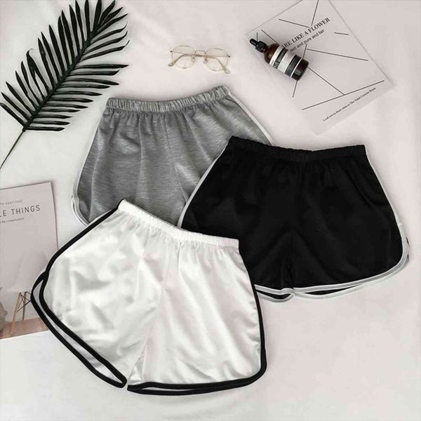 

simple casual patchwork body fitness womens shorts workout summer elastic skinny slim beach egde short, White;black