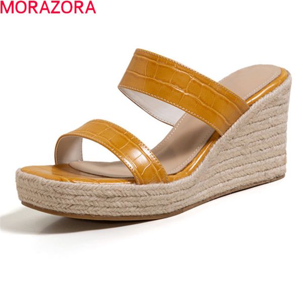 MORAZORA Marke Frauen Sandalen Mode Keile Plattform Party Schuhe Hohe Qualität Sommer Damen Mules Schuhe Gelb 210506