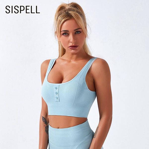 

women's tanks & camis sispell patchwork buttons fitness clothing square collar sleeveless sportswear for feamle vets 2021 fashion tide, White