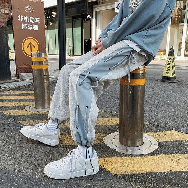 

men's pants harajuku men sweatpants high street black grey casual autumn korean joggers drawstring sports trousers moletom masculino